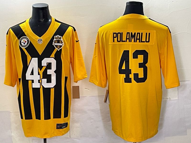 Men 2025 Nike Pittsburgh Steelers #43 Polamalu yellow Retro Limited NFL Jersey style 03->pittsburgh steelers->NFL Jersey